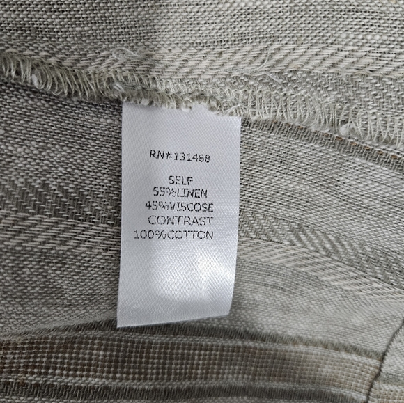 Fate Womens Linen Viscose Blend Open Frount Tie Jacket Cream Strip Size Medium M - Picture 7 of 12